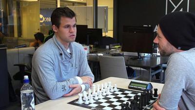 Magnus Carlsen with Mike Corey