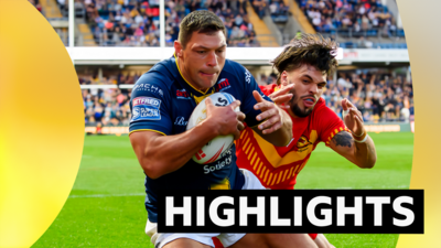 Leeds Rhinos winger Ryan Hall scores a try in the win over Catalans Dragons