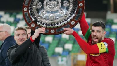 Chris Curran and Joe Gormley celebrate