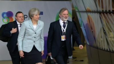 Richard Jackson, left, with the PM and Sir Tim Barrow