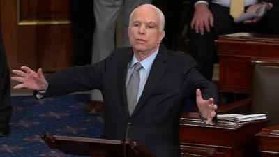 Senator John McCain on the floor of the US Senate