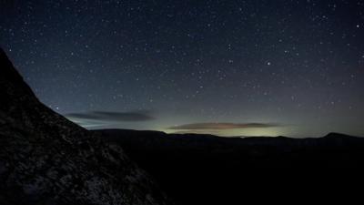 Starry night sky in Ambleside, Lake District