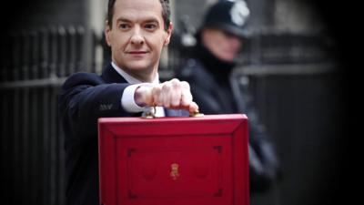 George Osborne holding red box