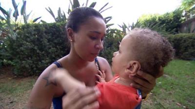 Carla Luiz and her son David who has cerebral palsy and is blind