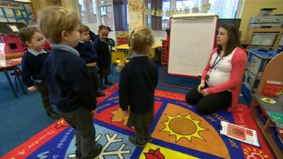 A class at All Saints school in Ranton