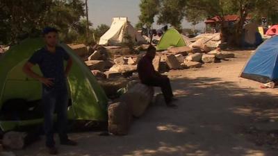 Refugees on Greek island of Lesbos