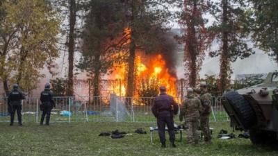 Fire at migrant camp