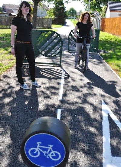 Moray Council transportation technician Katherine Forrest (right) with Sustrans community links officer Aileen Brand on the upgraded path