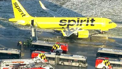 Spirit Airlines plane on the taxiway