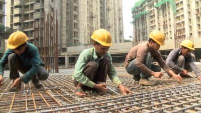 Construction workers in India