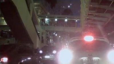 Still from dashcam footage of the moment a bomb exploded close to a Bangkok's Erawan Shrine