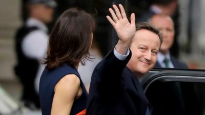 David Cameron waving