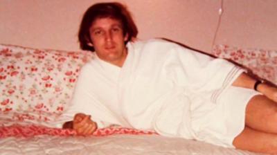 Donald Trump in a toweling robe