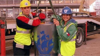 Blue Peter episode from 1998 showing the millennium time capsule being buried