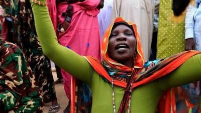 Protesters outside the presidential palace in Khartoum, Sudan, 16 October 2021