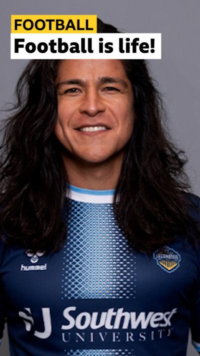Actor Cristo Fernandez poses in his kit after signing with El Paso Locomotive