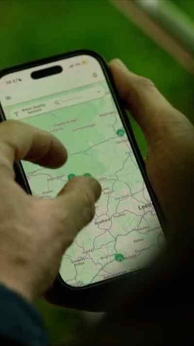 A mobile phone with a map on the screen