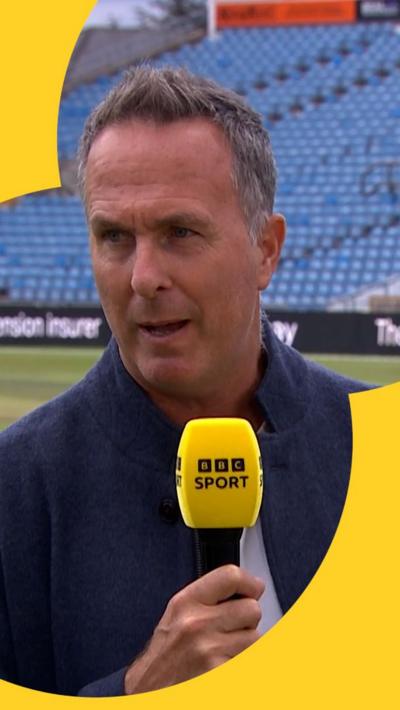 Michael Vaughan talking after the game