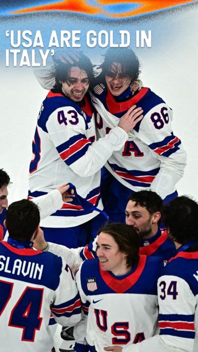 USA men's ice hockey team celebrate