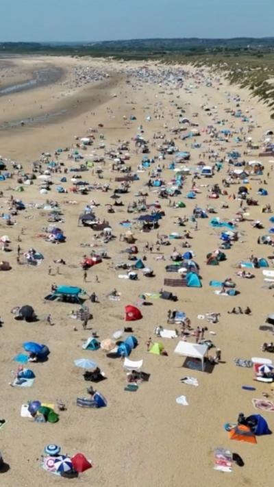 A packed beach