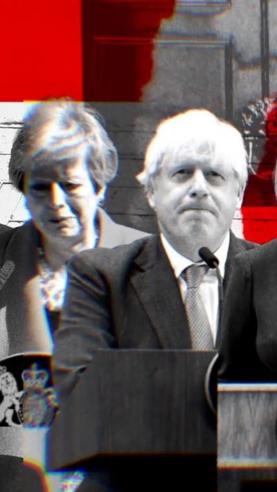 A edited images of Theresa May and Boris Johnson