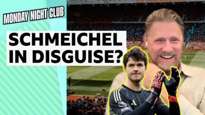 Former Manchester United goalkeeper Peter Schmeichel and current keeper Senne Lammens