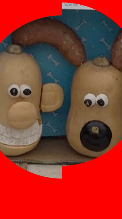 Wallace and Gromit shaped from vegetables 