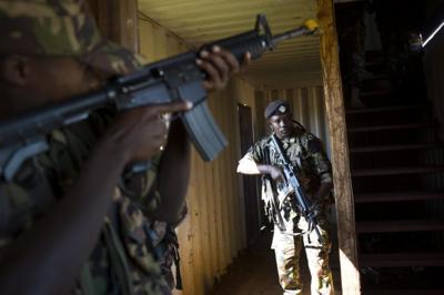 Kenyan soldiers in training exercise