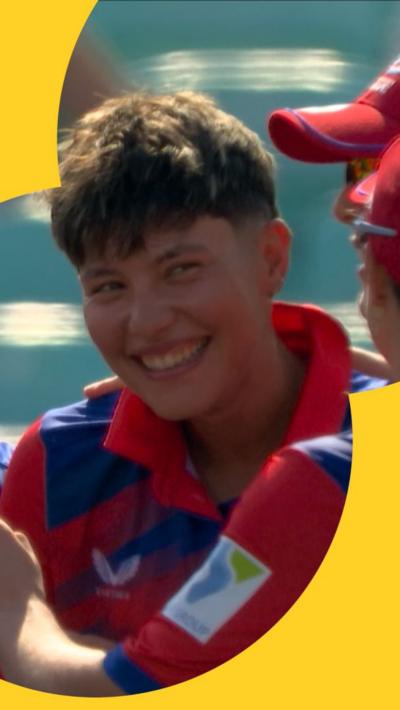 Issy Wong after taking a wicket 