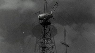 An experimental wind turbine was being erected at Costa Head, Orkney.