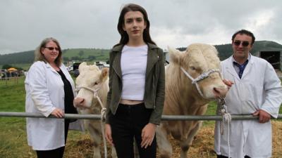 Llyr with her parents in Wales