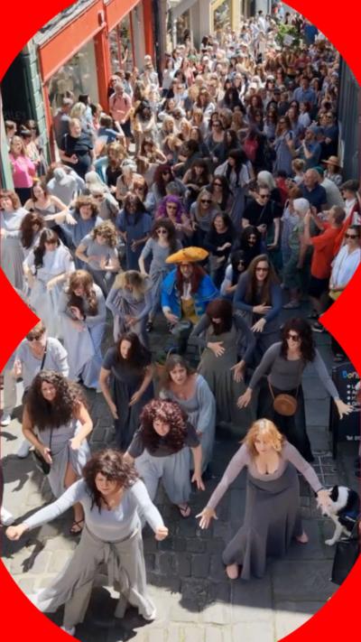 Dozens taking part in the flashmob in Frome, Somerset.