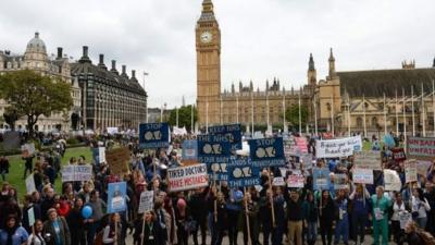 Demonstrators in Parliament Square