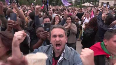 LFI supporters in Stalingrad Square in Paris