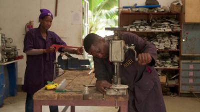 Bernard Kiwia in his inventor school