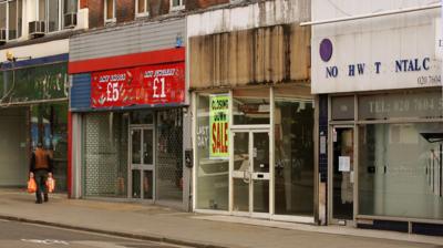 High street with closed shops