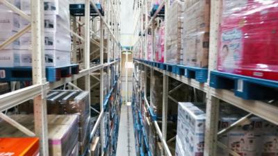 A robot-operated warehouse in Shanghai, China