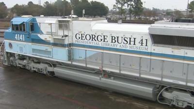 Train carrying Bush casket.