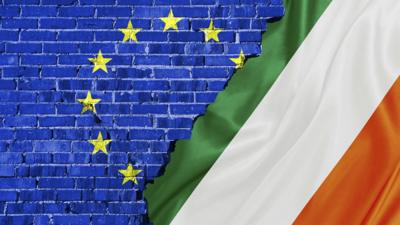 EU logo and Irish flag