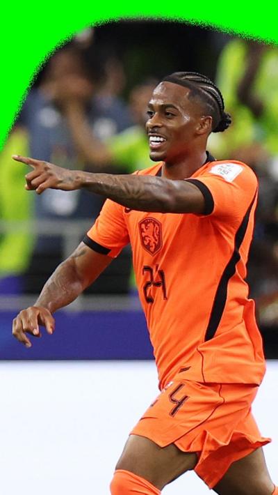 Crysencio Summerville celebrates scoring for Netherlands against Japan in the 2026 World Cup