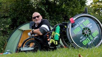 Bash Wright with his wheelchair