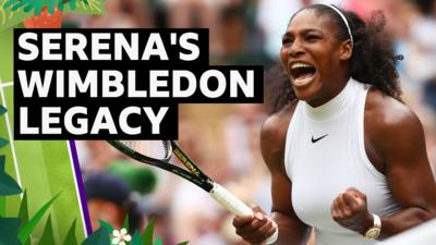 Serena Williams cheers with racket in her hand 