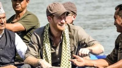 Prince Harry travels by raft in Bardia National Park