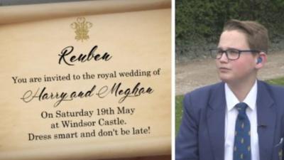 Composite image of mocked up Royal wedding invite and Reuben