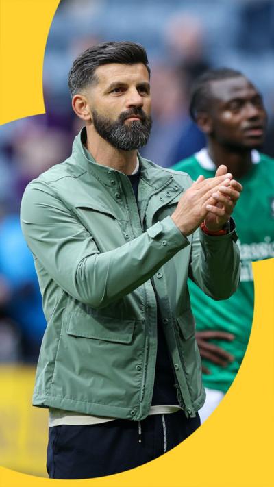 Former manager, Miron Muslic claps after Plymouth's game 
