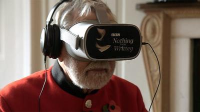 Chelsea Pensioner Michael Paling using a virtual reality headset