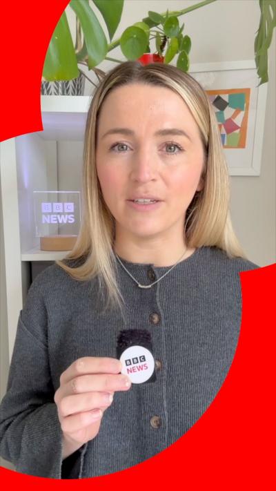 BBC reporter Lucy Woodham - a woman with long blond hair.