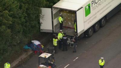 Aerial view of lorry in Surrey