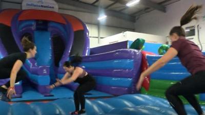 Women bouncing