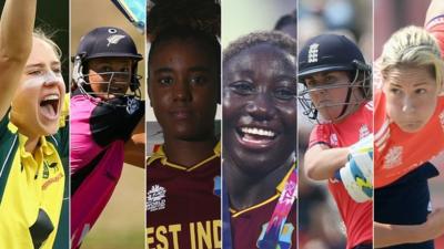 Ellyse Perry, Suzie Bates, Hayley Matthews, Stafanie Taylor, Nat Sciver and Katherine Brunt